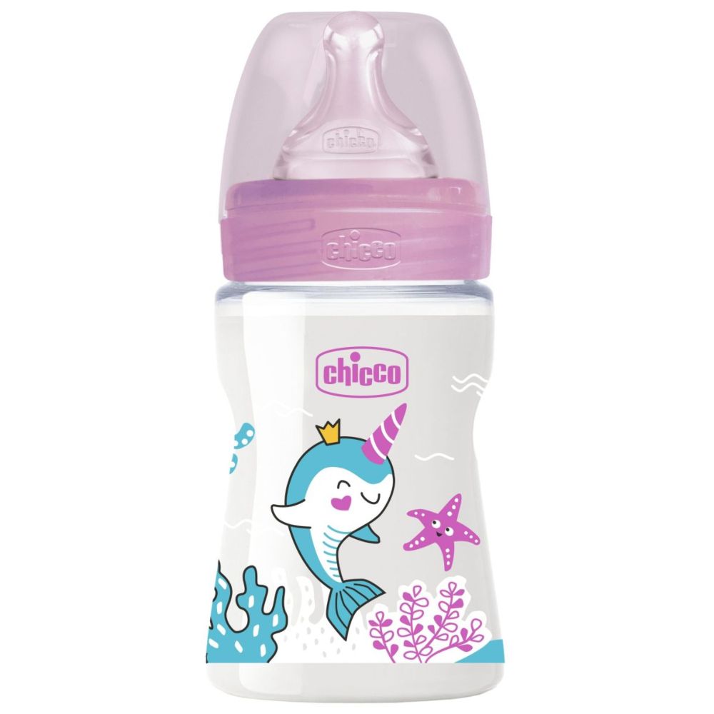 CHICCO WELL BEING BOTTLE SLOW SILICONE SMALL PINK 150 ML