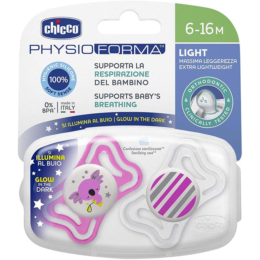 CHICCO PHYSIO FORMA AIR PINK PACIFIER SILICONE 6-16M 2PCS