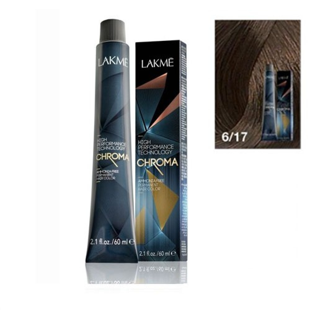 LAKME CHROMA BLUE ASH DARKBLONDE HAIR COLOUR 6/17 60ML