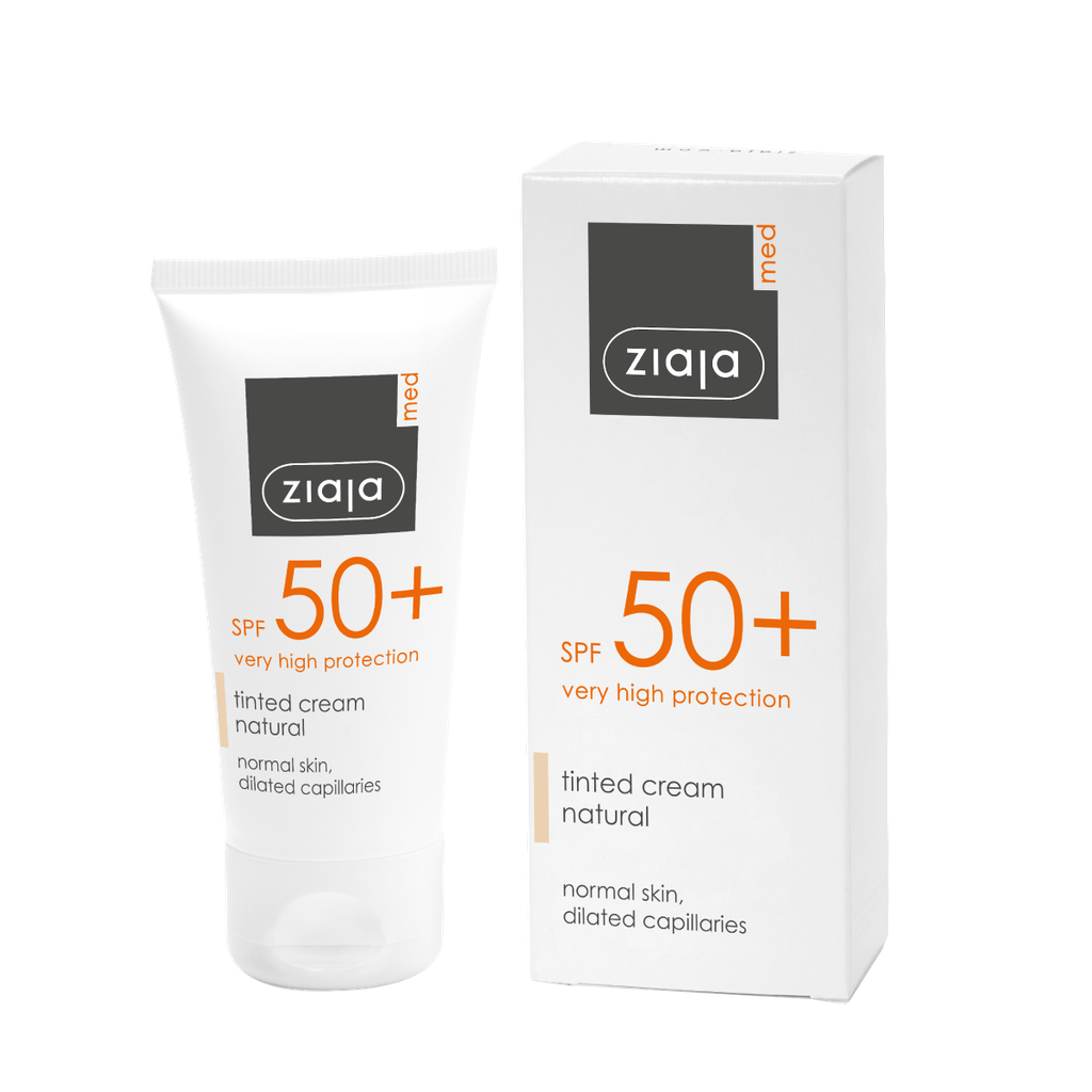 Ziaja Med Tinted Sun Protection Cream for Normal and dilated capillaries Skin SPF 50 - 50 ml