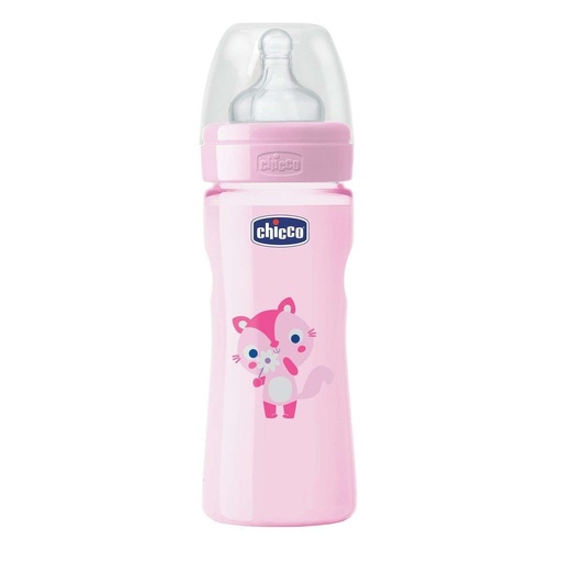 [G10317] CHICCO WELL BEING BOTTLE MEDIUM SILICONE BIG PINK 250 ML