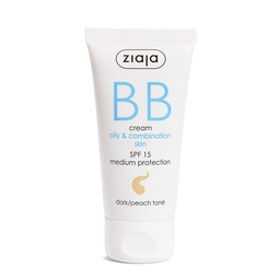 [G12474] Ziaja B B Cream Oily,Combination Skin SPF 15 Dark/Peach Tone 50 ML